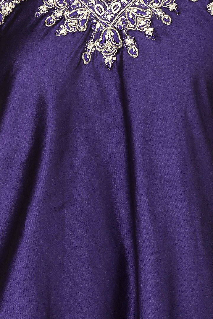 Blue embroidered long asymmetric top with trousers available only at Pernia's Pop Up Shop.