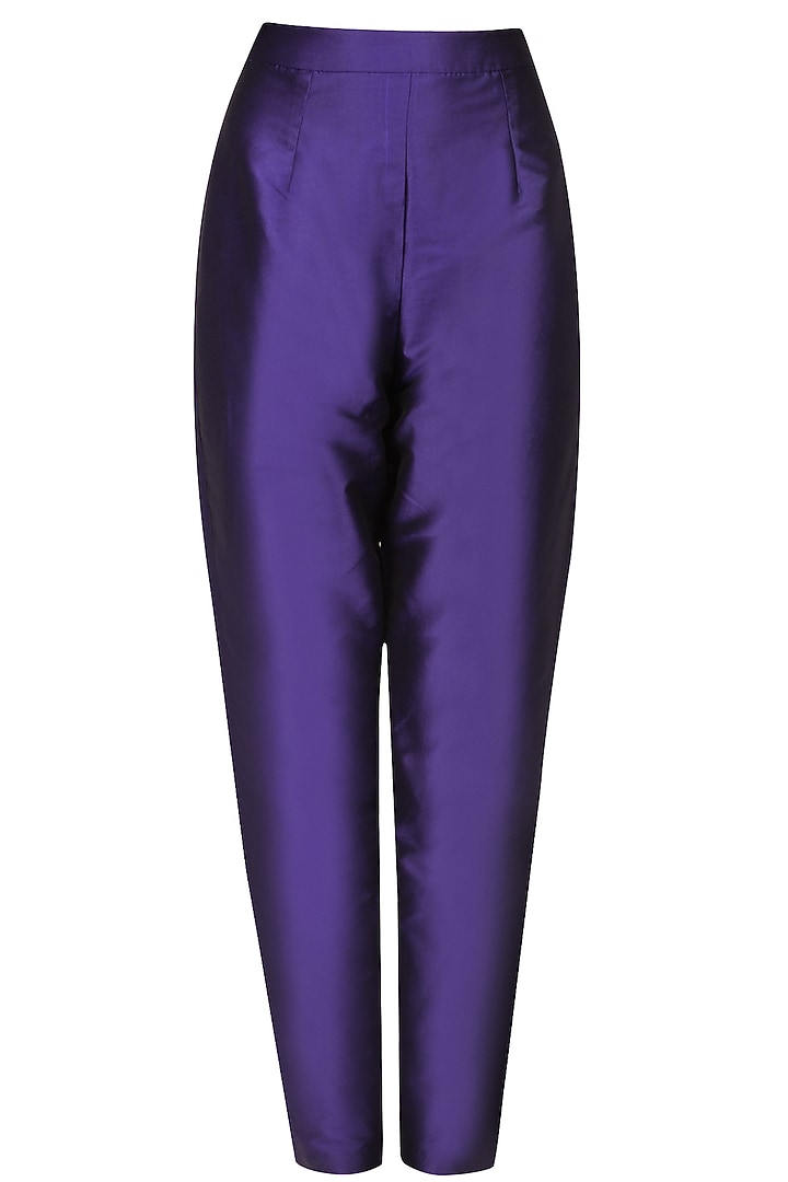 Blue embroidered long asymmetric top with trousers available only at Pernia's Pop Up Shop.
