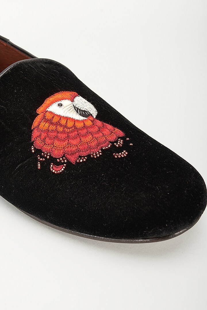 Black Velvet Embellished Loafers by ROHAN ARORA at Pernia's Pop Up Shop