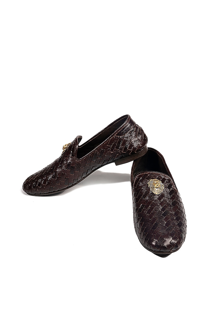 Bombay Brown Leather Embellished Loafers by ROHAN ARORA