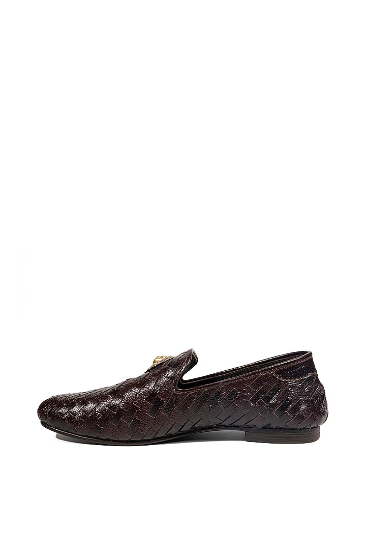 Bombay Brown Leather Embellished Loafers by ROHAN ARORA at Pernia's Pop Up Shop