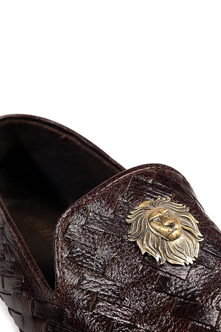 Bombay Brown Leather Embellished Loafers by ROHAN ARORA at Pernia's Pop Up Shop
