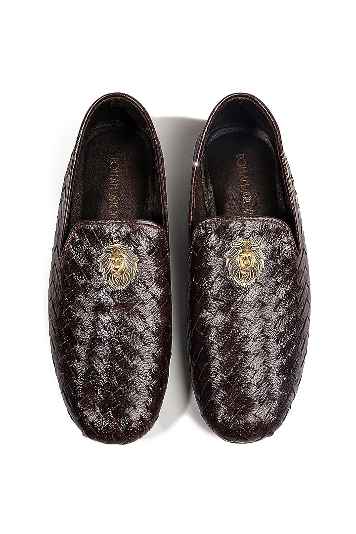 Bombay Brown Leather Embellished Loafers by ROHAN ARORA at Pernia's Pop Up Shop