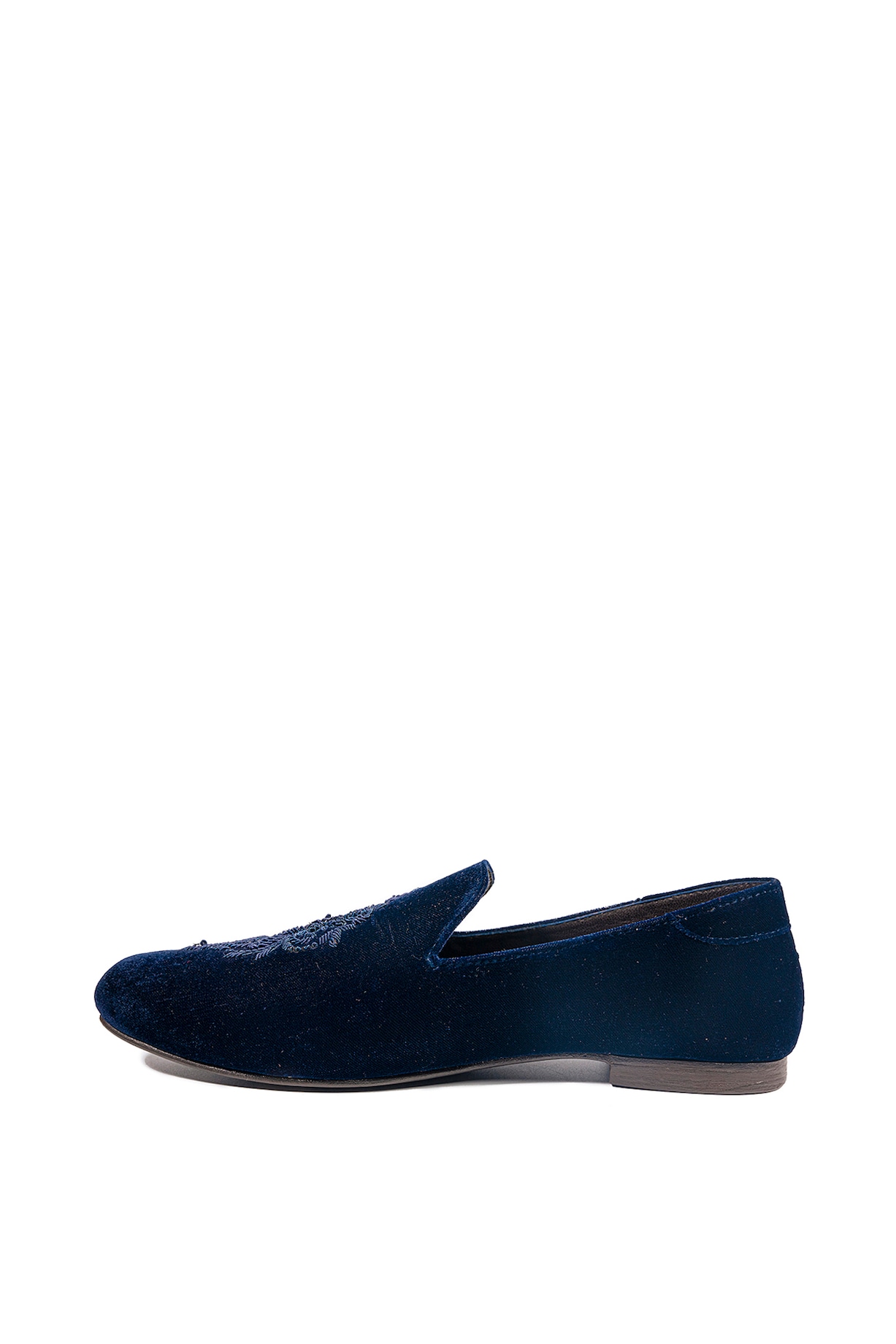 Deep Blue Velvet Embellished Loafers by ROHAN ARORA at  display picture 3