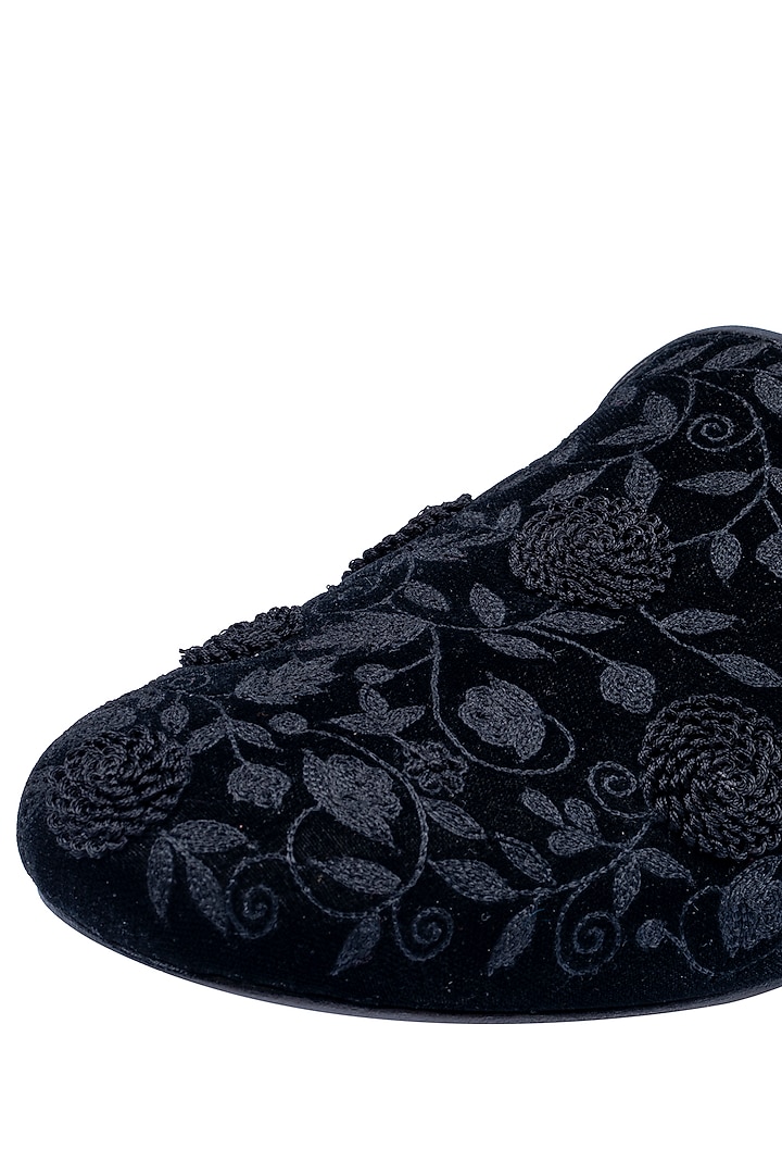 Black Velvet Embellished Loafers by ROHAN ARORA at Pernia's Pop Up Shop
