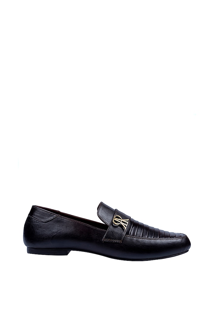 Deep Chocolate Leather Embellished Loafers by ROHAN ARORA at Pernia's Pop Up Shop