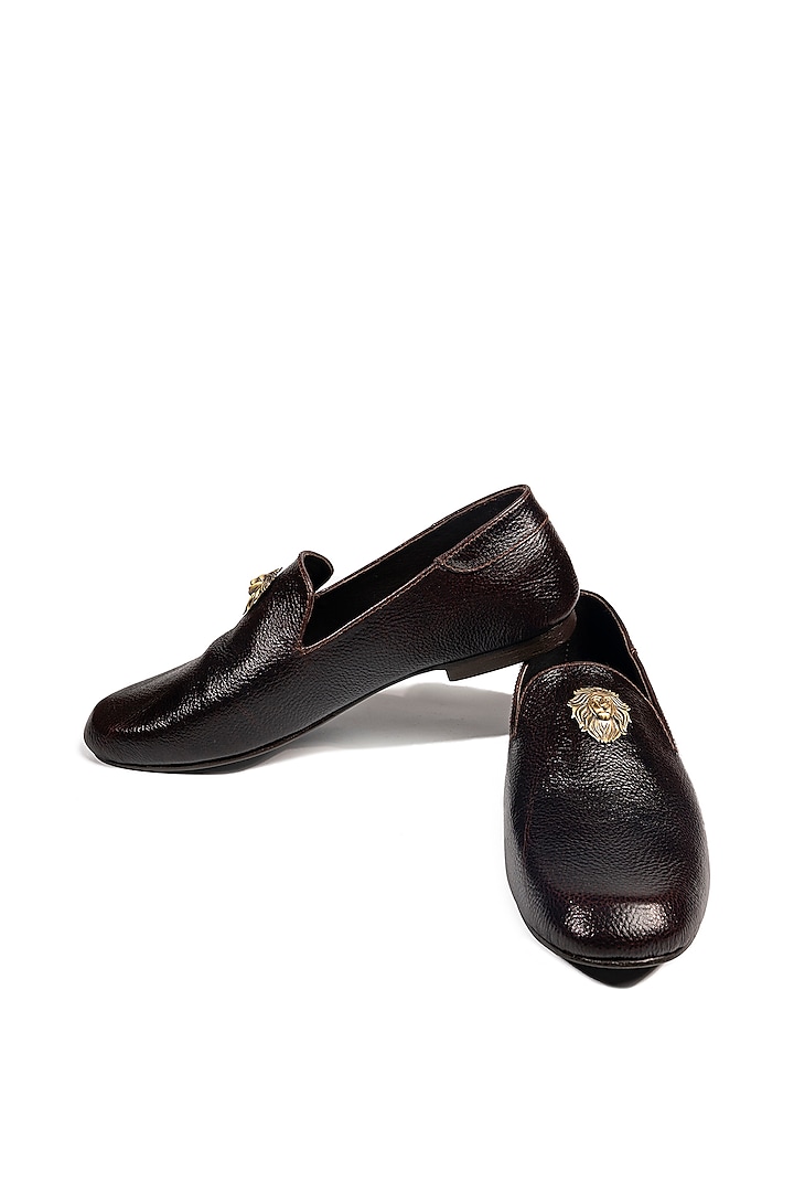 Bombay Brown Leather Embellished Loafers by ROHAN ARORA