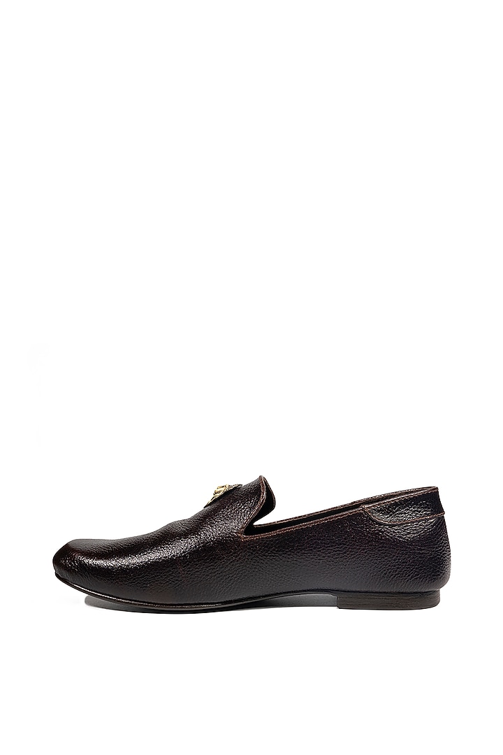 Bombay Brown Leather Embellished Loafers by ROHAN ARORA at Pernia's Pop Up Shop