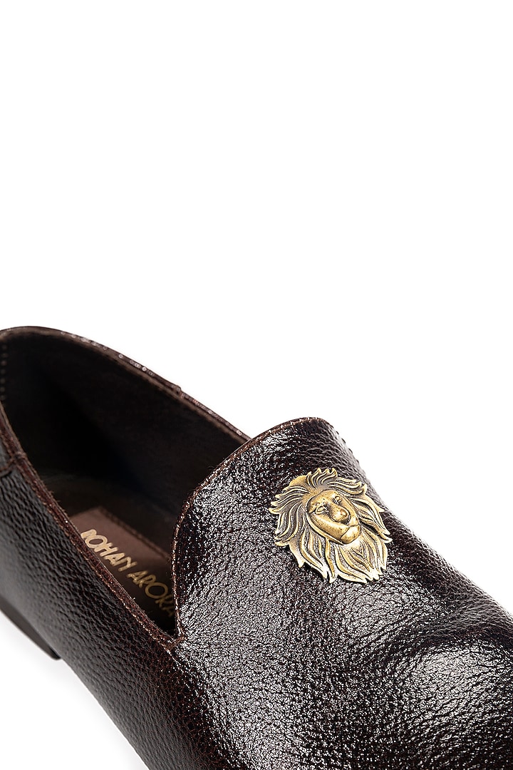 Bombay Brown Leather Embellished Loafers by ROHAN ARORA at Pernia's Pop Up Shop