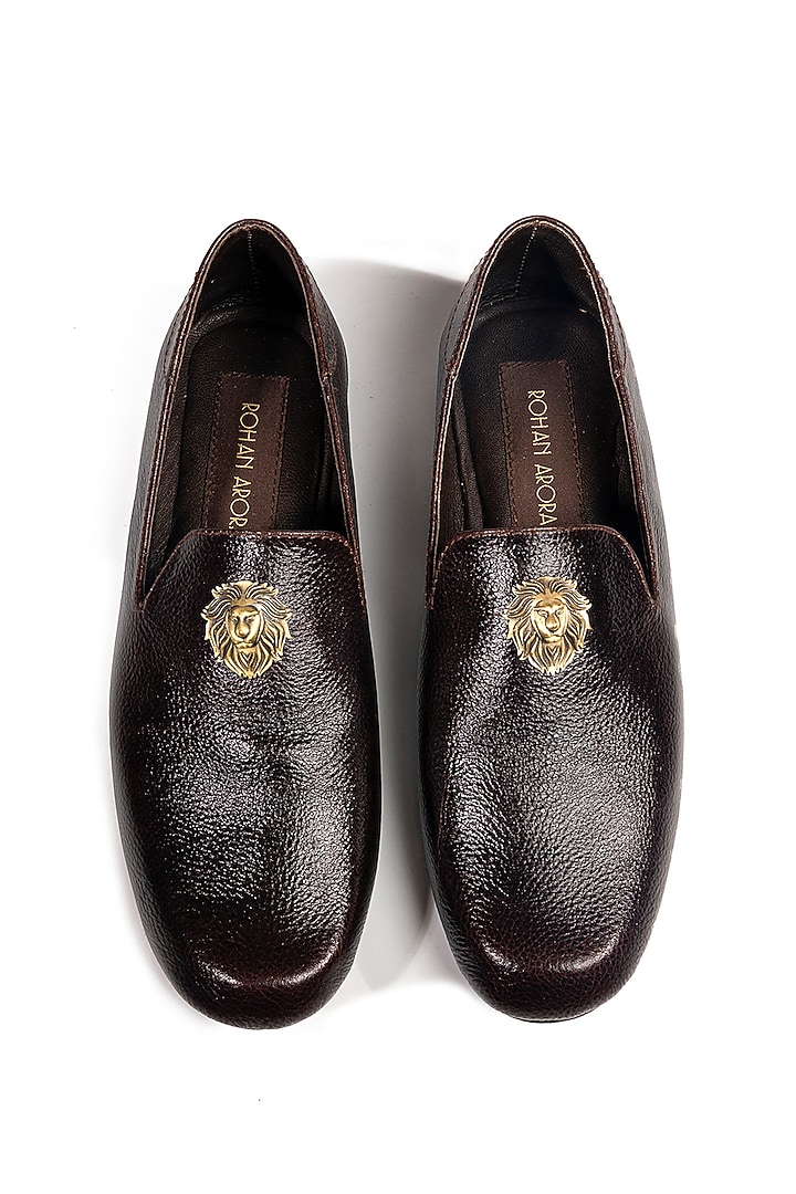 Bombay Brown Leather Embellished Loafers by ROHAN ARORA at Pernia's Pop Up Shop