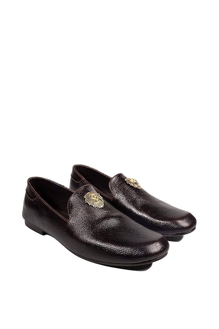 Bombay Brown Leather Embellished Loafers by ROHAN ARORA at Pernia's Pop Up Shop