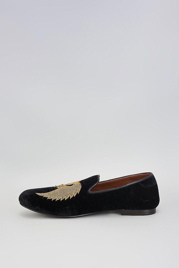 Black Velvet Zardosi Embroidered Shoes by ROHAN ARORA at Pernia's Pop Up Shop