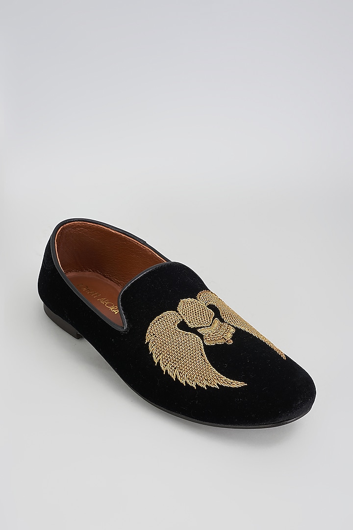 Black Velvet Zardosi Embroidered Shoes by ROHAN ARORA at Pernia's Pop Up Shop