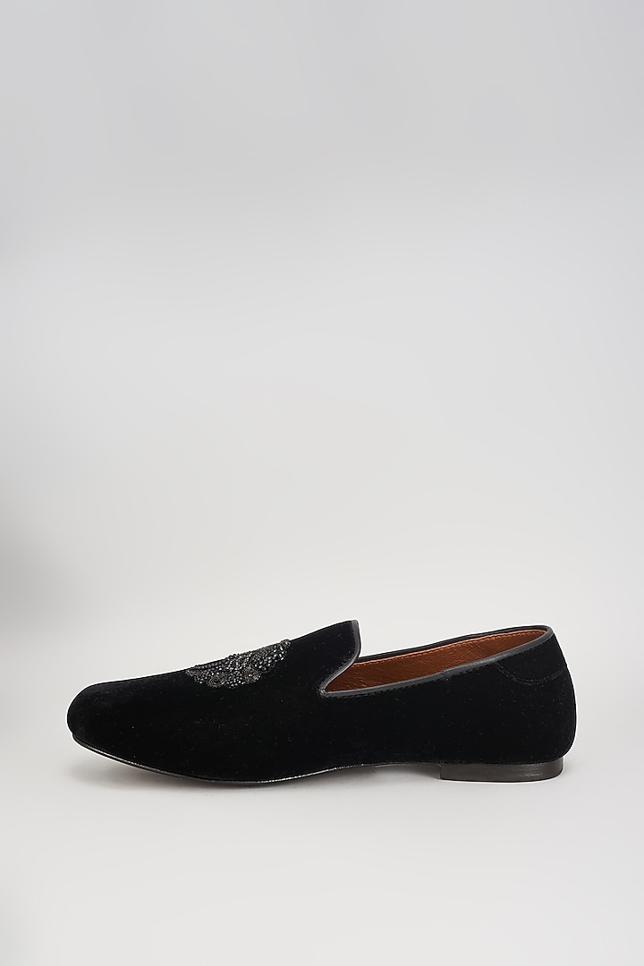 Black Velvet Embroidered Shoes by ROHAN ARORA at Pernia's Pop Up Shop