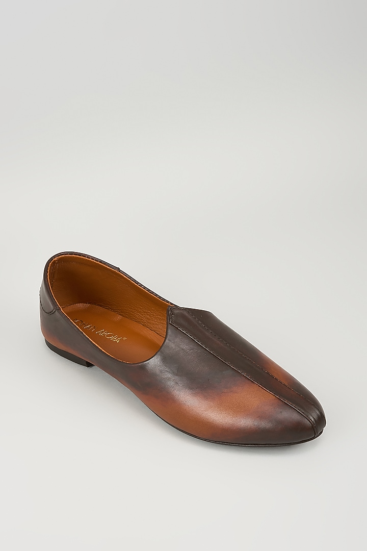 Tan Leather Mojris by ROHAN ARORA at Pernia's Pop Up Shop