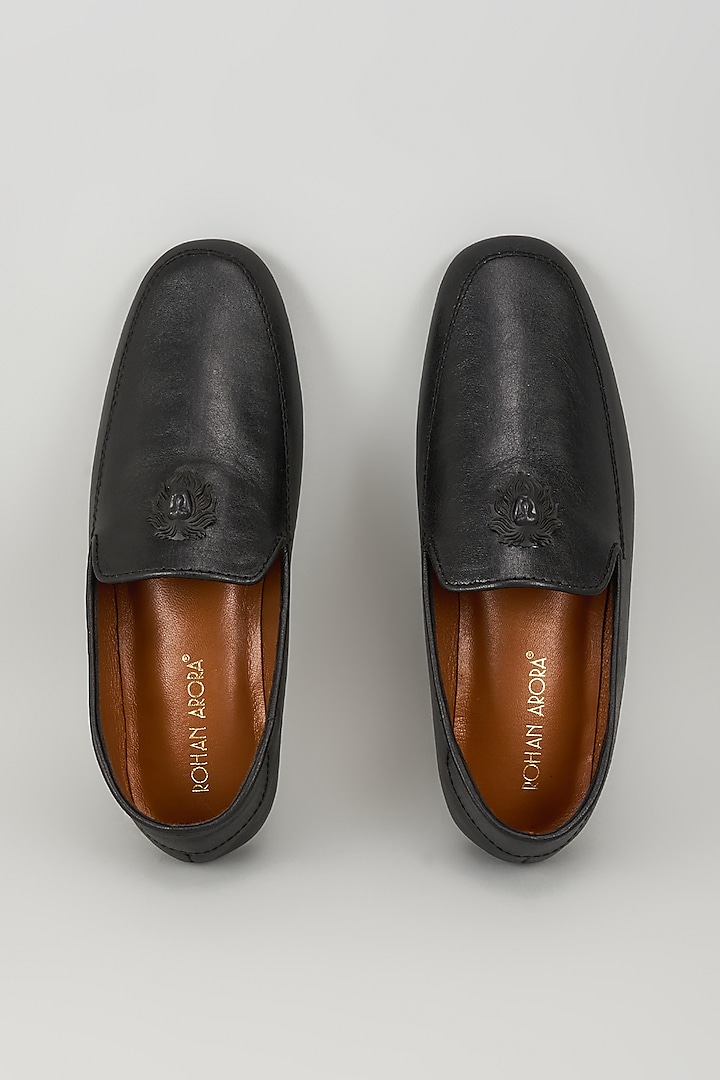 Black Leather Loafers by ROHAN ARORA at Pernia's Pop Up Shop