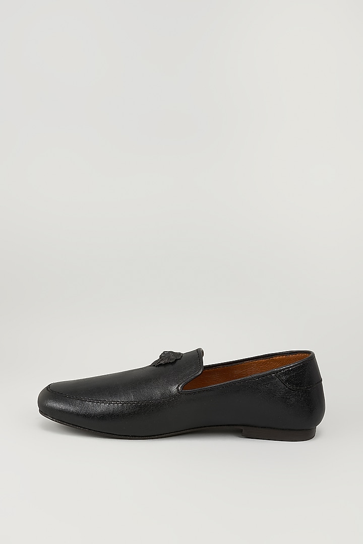 Black Leather Loafers by ROHAN ARORA at Pernia's Pop Up Shop