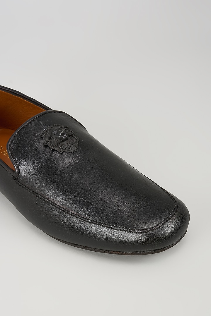 Black Leather Loafers by ROHAN ARORA at Pernia's Pop Up Shop