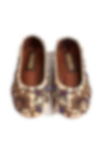 Multi-Colored Silk Kashmiri Embroidered Juttis by ROHAN ARORA WOMENS at Pernia's Pop Up Shop