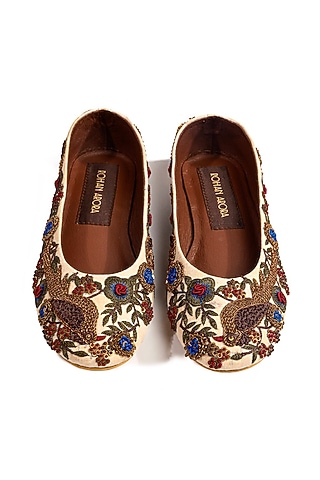 Multi-Colored Silk Kashmiri Embroidered Juttis by ROHAN ARORA WOMENS