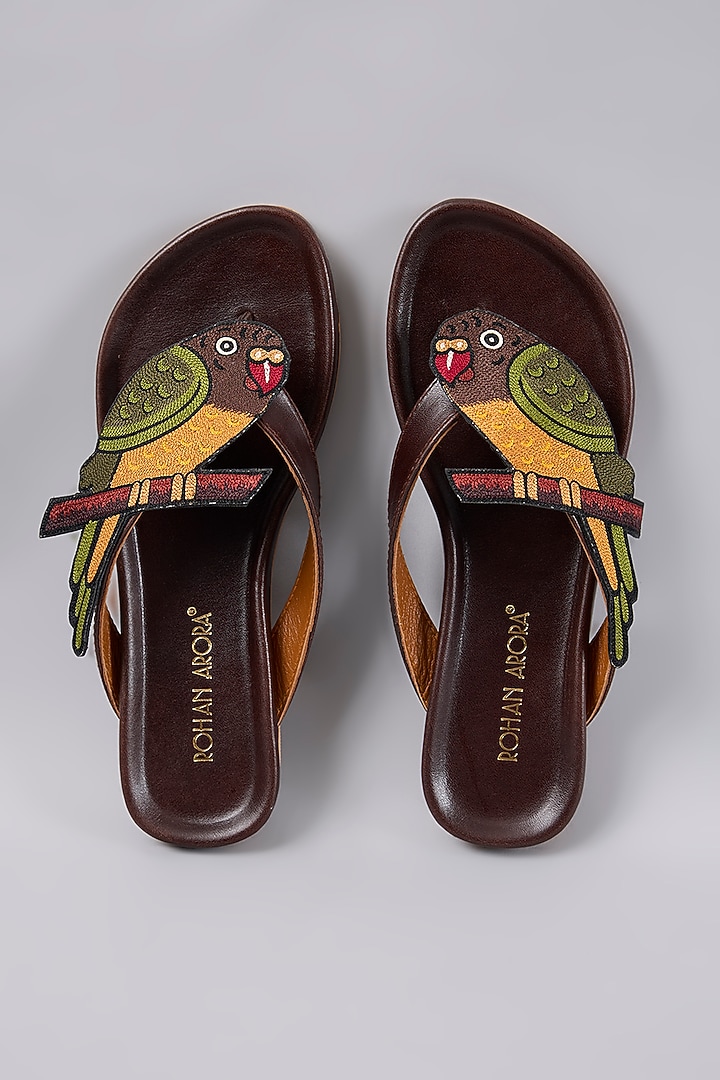 Brown Leather Sandals by ROHAN ARORA WOMENS at Pernia's Pop Up Shop