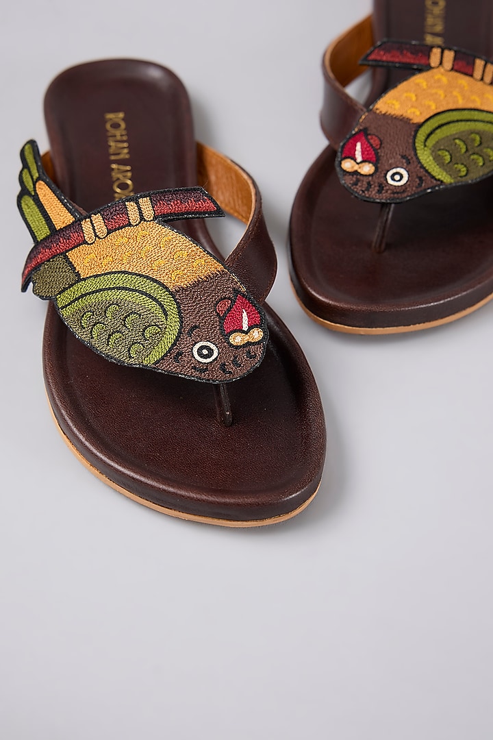Brown Leather Sandals by ROHAN ARORA WOMENS at Pernia's Pop Up Shop