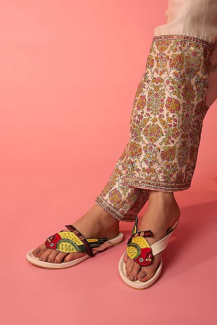 White Leather Sandals by ROHAN ARORA WOMENS at Pernia's Pop Up Shop