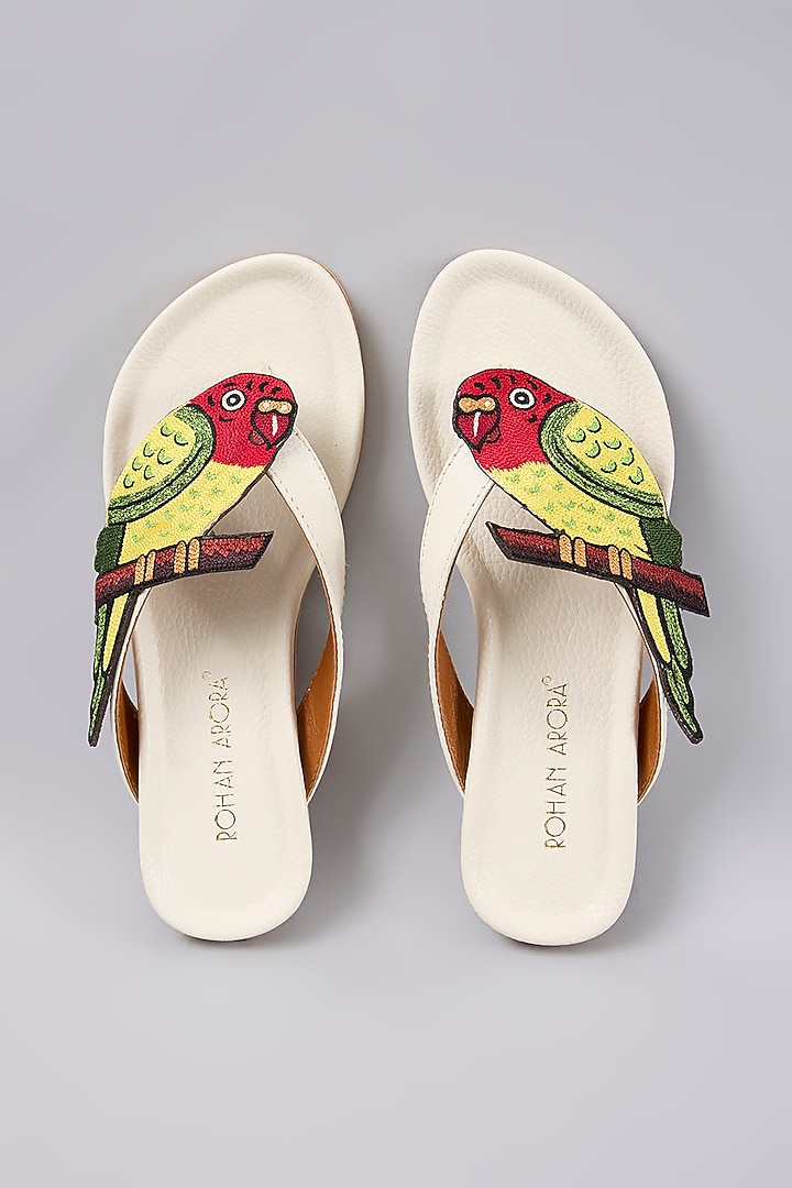 White Leather Sandals by ROHAN ARORA WOMENS at Pernia's Pop Up Shop
