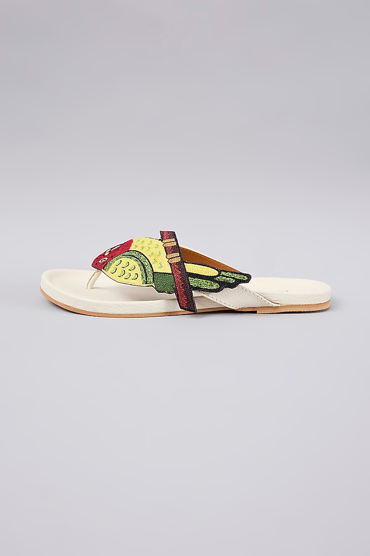 White Leather Sandals by ROHAN ARORA WOMENS at Pernia's Pop Up Shop