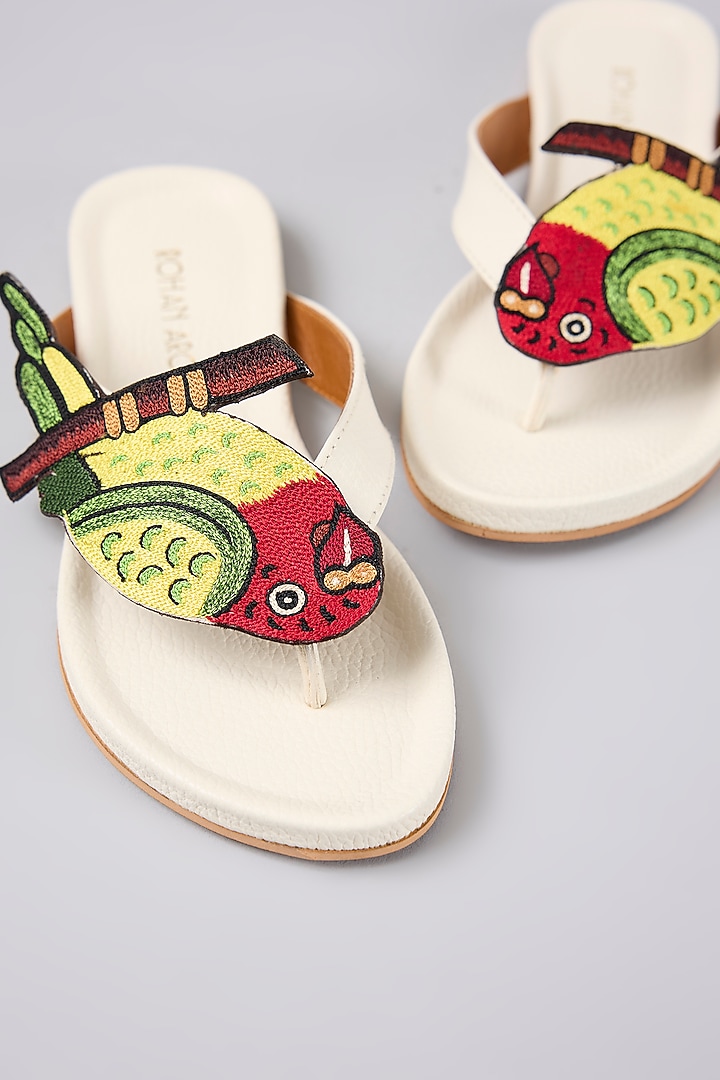 White Leather Sandals by ROHAN ARORA WOMENS at Pernia's Pop Up Shop
