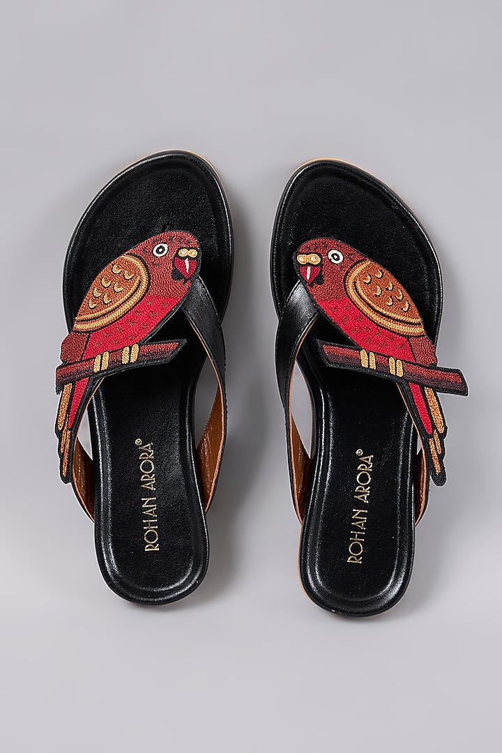 Black Leather Sandals by ROHAN ARORA WOMENS at Pernia's Pop Up Shop