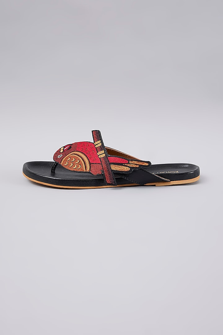 Black Leather Sandals by ROHAN ARORA WOMENS at Pernia's Pop Up Shop