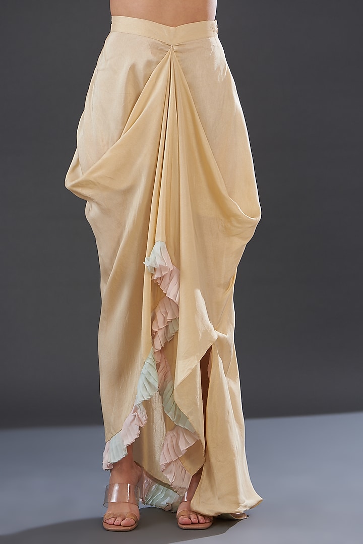 Beige Organza & Silk Skirt Set by Rococo by raghvi at Pernia's Pop Up Shop