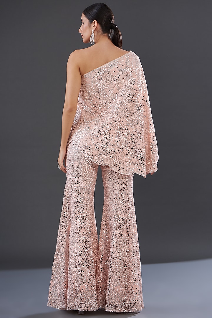 Baby Pink Net Embroidered Bridal Sharara Set by Rococo by raghvi at Pernia's Pop Up Shop