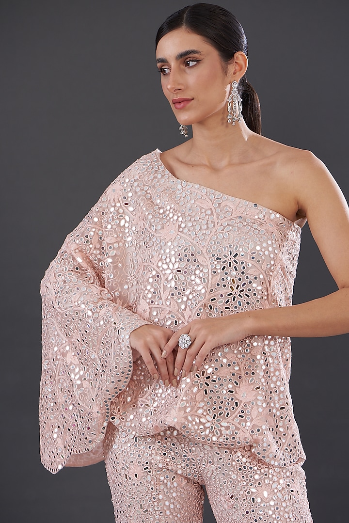 Baby Pink Net Embroidered Bridal Sharara Set by Rococo by raghvi at Pernia's Pop Up Shop
