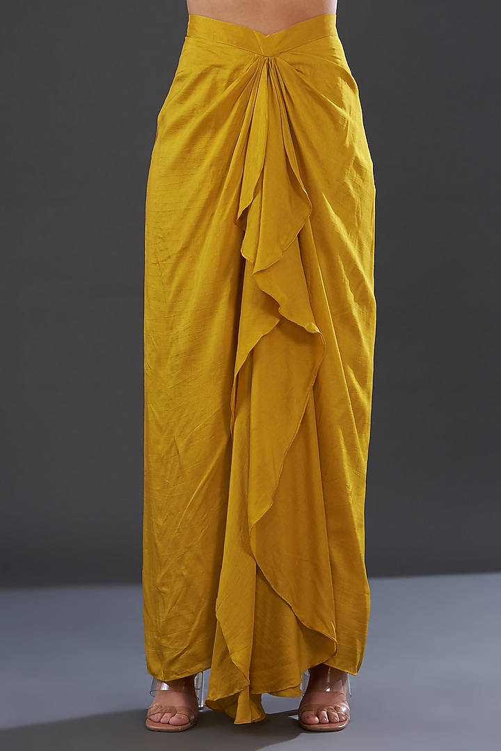 Mustard Organza & Silk Skirt Set by Rococo by raghvi at Pernia's Pop Up Shop