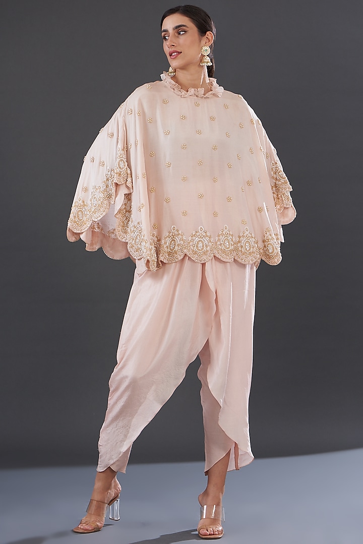 Baby Pink Silk Cape Set by Rococo by raghvi at Pernia's Pop Up Shop