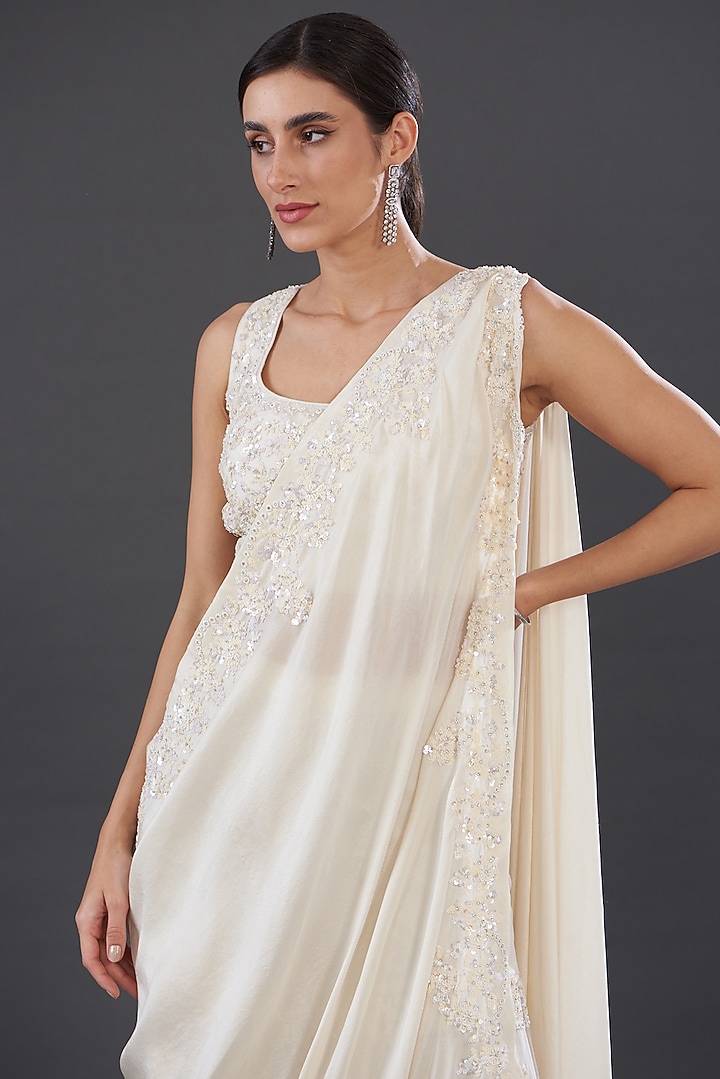 Ivory Silk & Net Embroidered Bridal Sharara Set by Rococo by raghvi at Pernia's Pop Up Shop