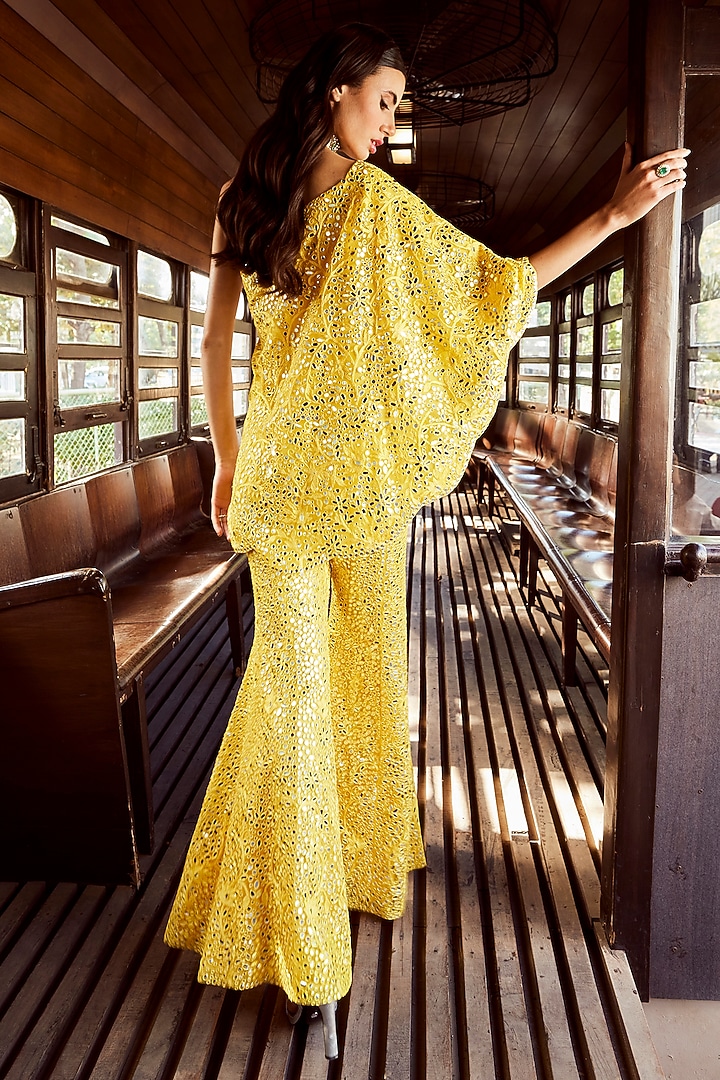 Yellow Net Hand Embroidered Bridal Sharara Set by Rococo by raghvi at Pernia's Pop Up Shop