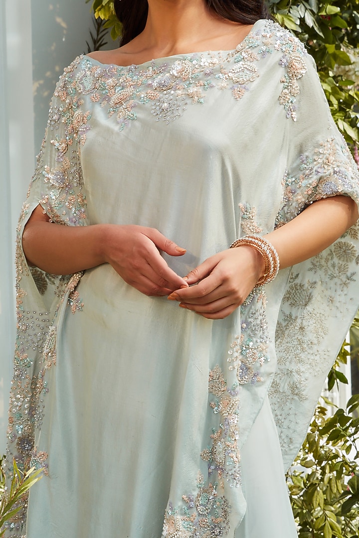 Mint Green Embroidered Wedding Sharara Set by Rococo by raghvi at Pernia's Pop Up Shop
