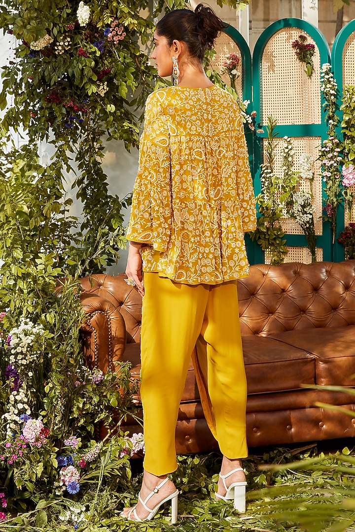 Mustard Embroidered Tunic Set by Rococo by raghvi at Pernia's Pop Up Shop