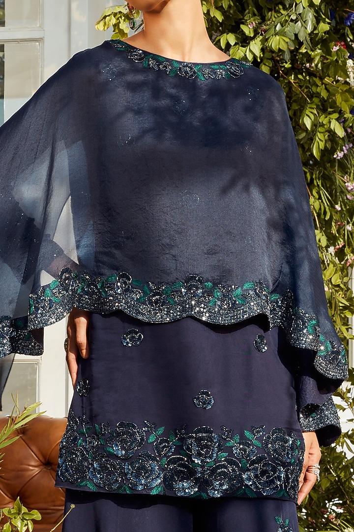 Peacock Ombre Georgette Wedding Sharara Set by Rococo by raghvi at Pernia's Pop Up Shop