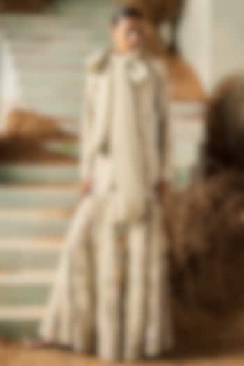 Mint Net Sequins Embroidered Gharara Set by Rococo By Raghvi at Pernia's Pop Up Shop