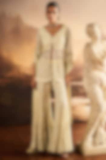 Ice Mint Net Sequins Embroidered Bridal Sharara Set by Rococo By Raghvi at Pernia's Pop Up Shop