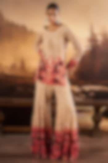 Nude Beige Net Thread Embroidered Bridal Sharara Set by Rococo By Raghvi at Pernia's Pop Up Shop