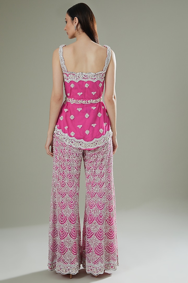 Hot Pink Embroidered Bridal Sharara Set by Rococo by raghvi at Pernia's Pop Up Shop