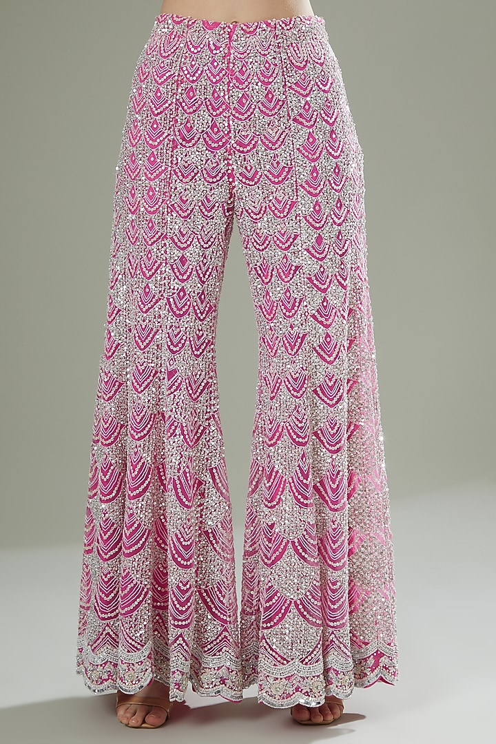 Hot Pink Embroidered Bridal Sharara Set by Rococo by raghvi at Pernia's Pop Up Shop