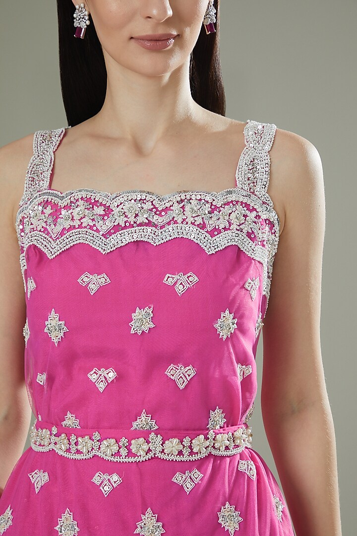 Hot Pink Embroidered Bridal Sharara Set by Rococo by raghvi at Pernia's Pop Up Shop