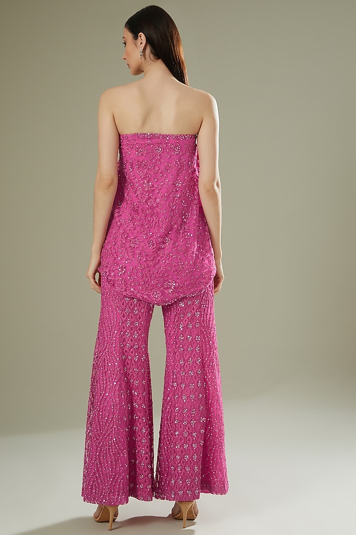Fuchsia Embroidered Wedding Sharara Set by Rococo by raghvi at Pernia's Pop Up Shop