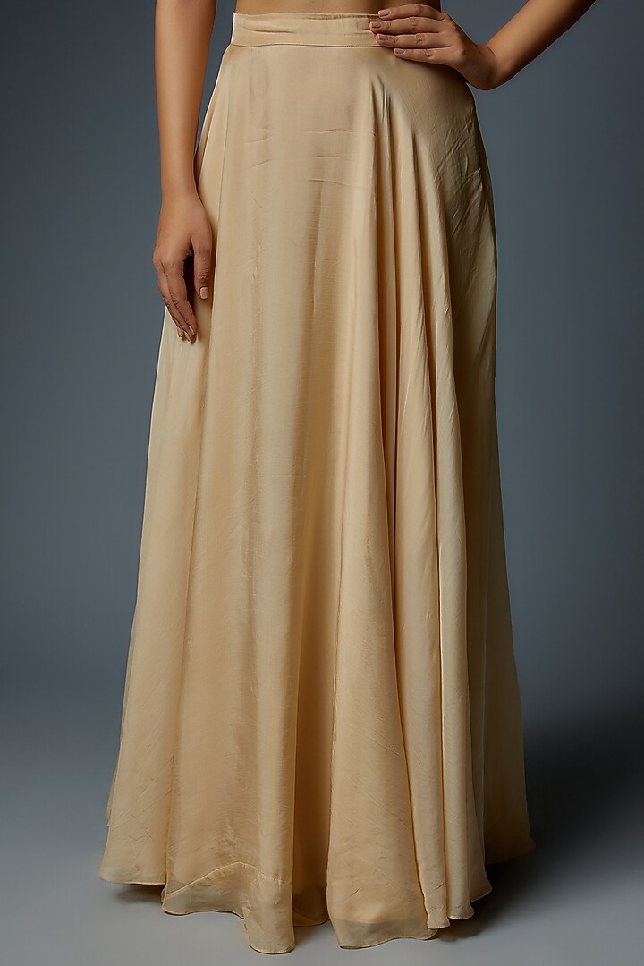 Beige Organza & Silk Skirt Set by Rococo By Raghvi at Pernia's Pop Up Shop